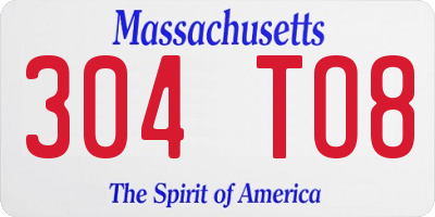 MA license plate 304TO8
