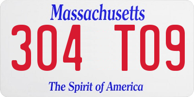 MA license plate 304TO9