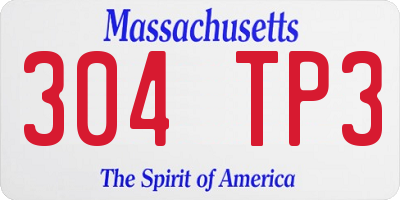 MA license plate 304TP3