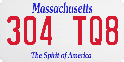 MA license plate 304TQ8