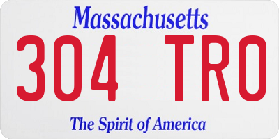 MA license plate 304TR0