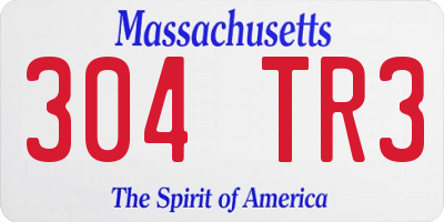 MA license plate 304TR3