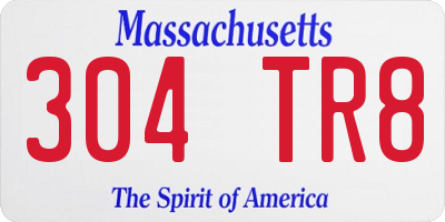MA license plate 304TR8