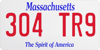 MA license plate 304TR9