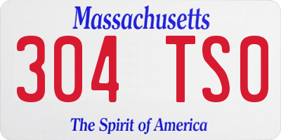 MA license plate 304TS0
