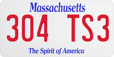 MA license plate 304TS3
