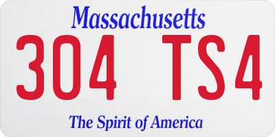 MA license plate 304TS4