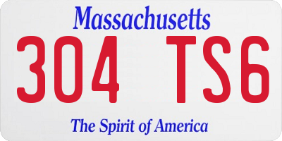 MA license plate 304TS6
