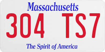MA license plate 304TS7