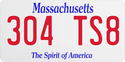 MA license plate 304TS8