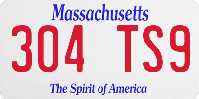 MA license plate 304TS9