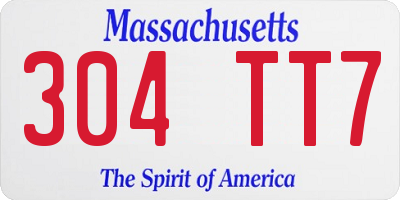 MA license plate 304TT7