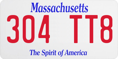 MA license plate 304TT8