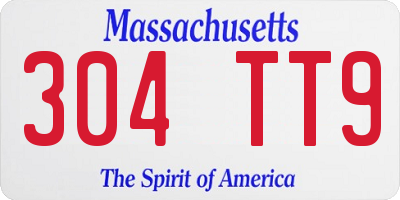 MA license plate 304TT9
