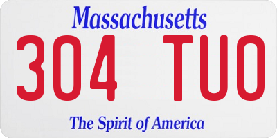 MA license plate 304TU0