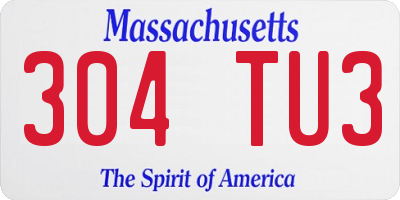 MA license plate 304TU3