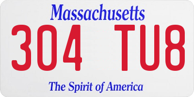 MA license plate 304TU8