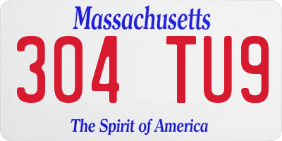 MA license plate 304TU9