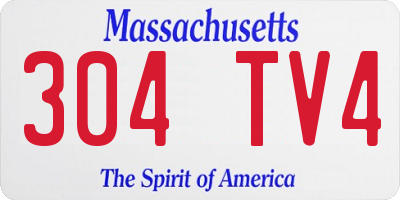 MA license plate 304TV4