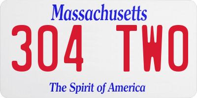 MA license plate 304TW0
