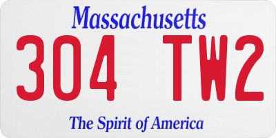 MA license plate 304TW2