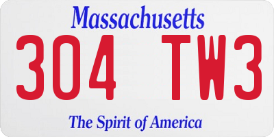 MA license plate 304TW3
