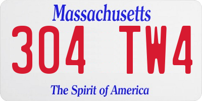 MA license plate 304TW4