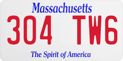 MA license plate 304TW6