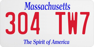 MA license plate 304TW7