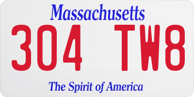 MA license plate 304TW8