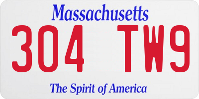 MA license plate 304TW9
