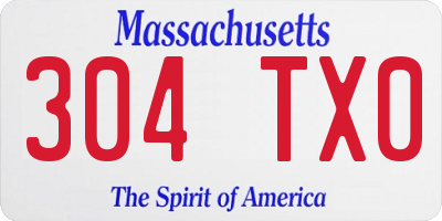 MA license plate 304TX0