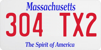 MA license plate 304TX2