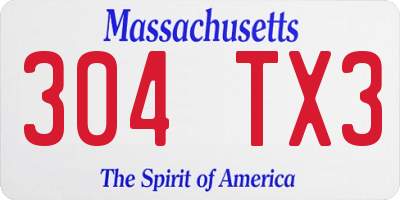 MA license plate 304TX3