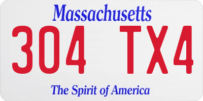 MA license plate 304TX4