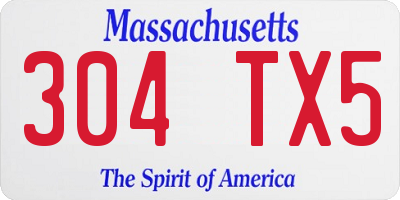 MA license plate 304TX5