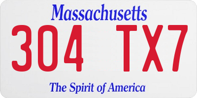 MA license plate 304TX7