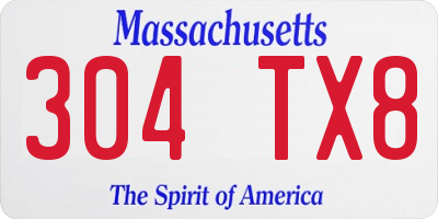 MA license plate 304TX8