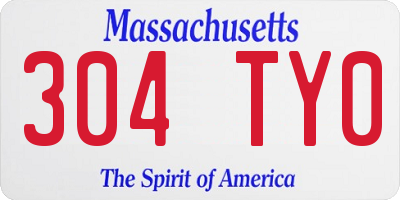 MA license plate 304TY0