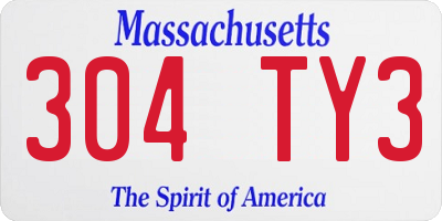 MA license plate 304TY3