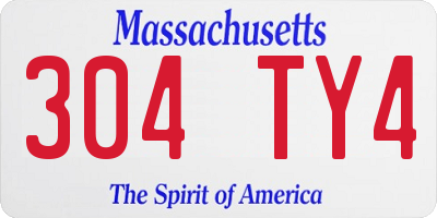 MA license plate 304TY4
