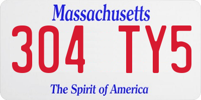 MA license plate 304TY5