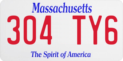 MA license plate 304TY6