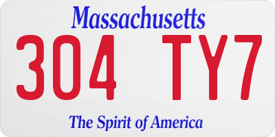 MA license plate 304TY7