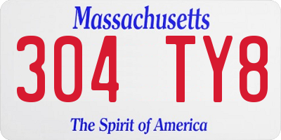 MA license plate 304TY8
