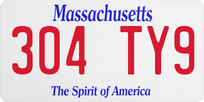 MA license plate 304TY9