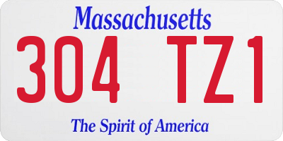 MA license plate 304TZ1