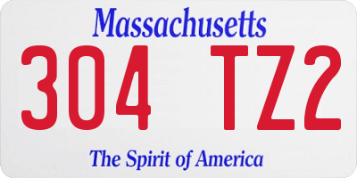 MA license plate 304TZ2
