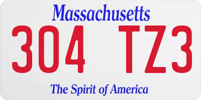 MA license plate 304TZ3