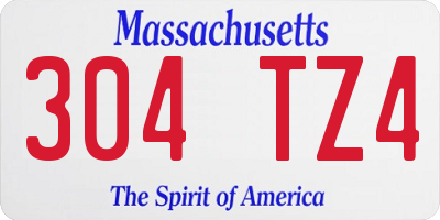 MA license plate 304TZ4